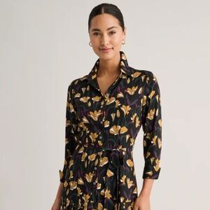 UNTUCKit Size 10 Pleated Janice Midi Shirt Dress